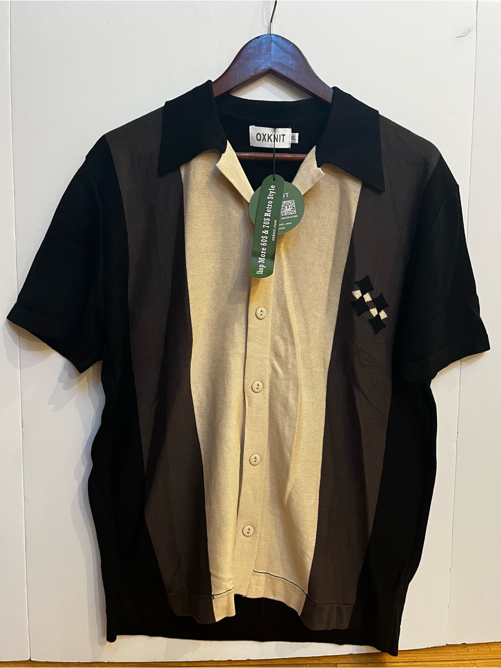Retro 60’s Style Knit Vintage Bowling Button Up Polo